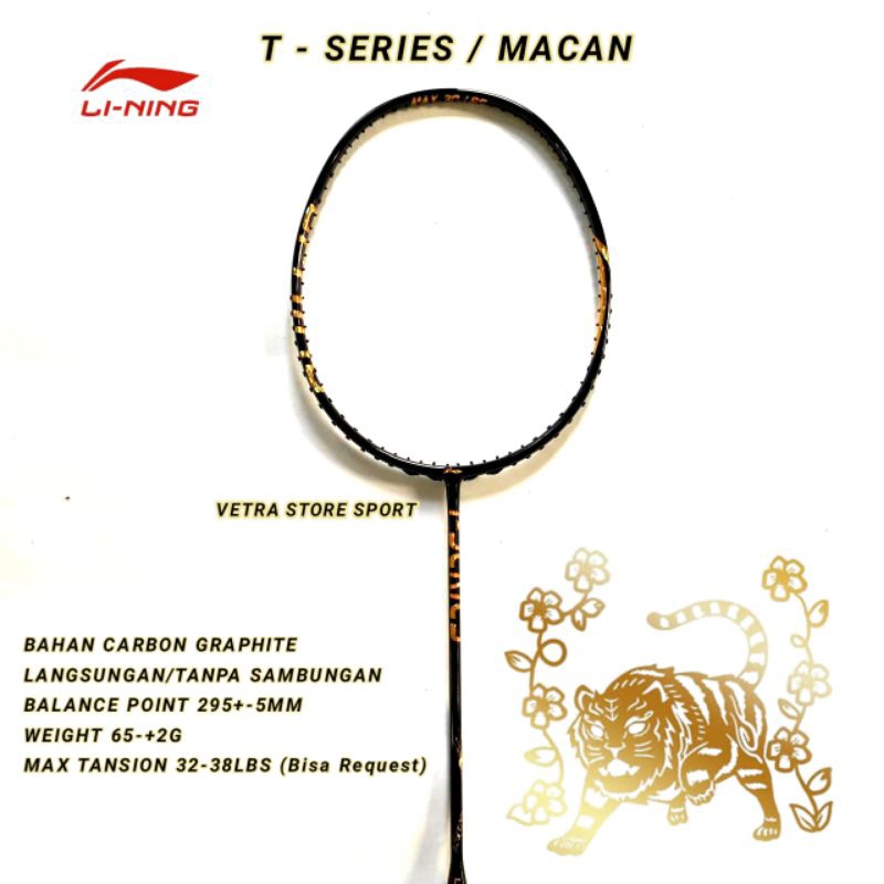 RAKET BADMINTON LINING T SERIES / LINING MACAN FULL SET FREE TAS DAN GRIP COD