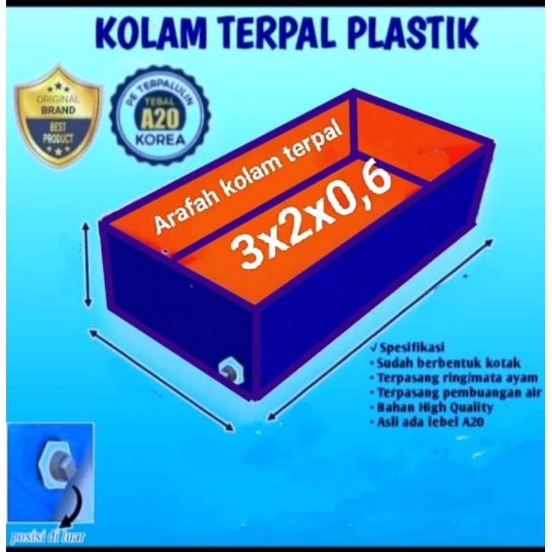Terpal Kolam Ikan A20 Korea 300x200x60 / 200x300x60 / 3x2x0,6 / 2x3x0,6 Untuk Budidadya Ikan