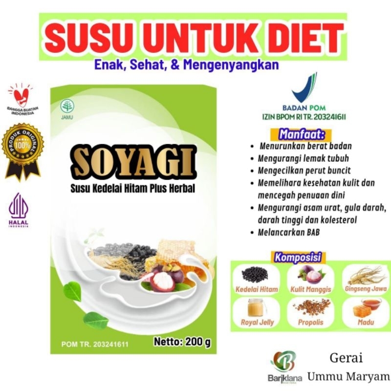 

SOYAGI susu kedelai Herbal, Ampuh mengecilkan perut, pelangsing dan susu untuk Diet [GRATIS JAHE AMH HERBAL]