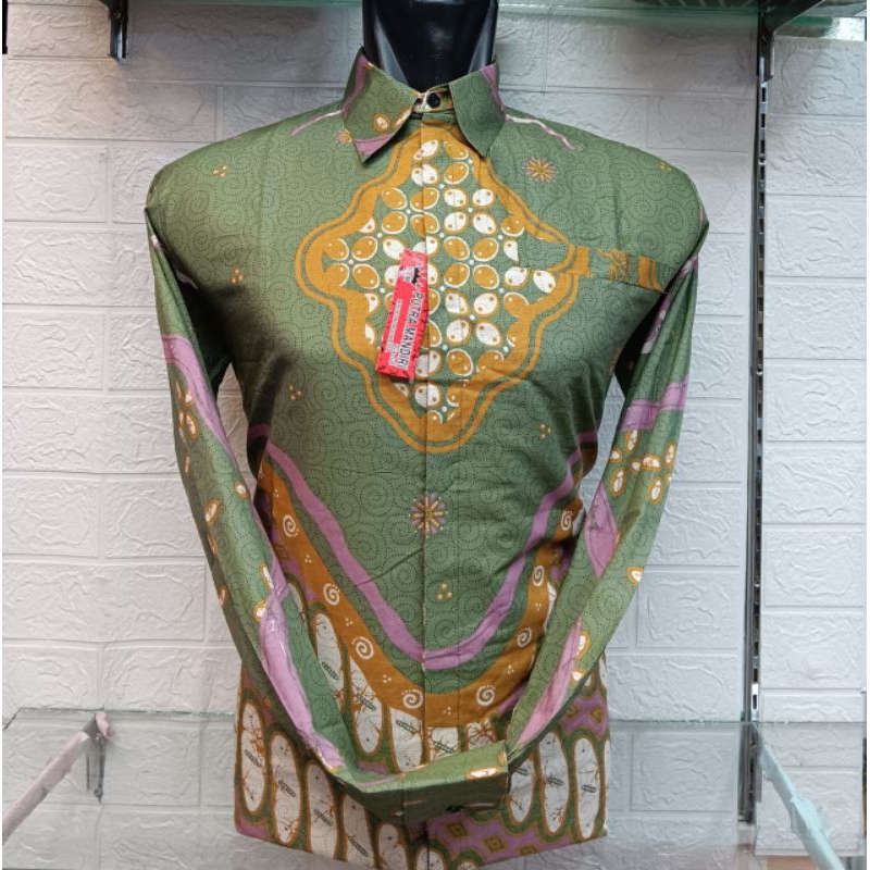 GROSIR BATIK JAKARTA,KEMEJA BAJU BATIK PRIA,COWOK LENGAN PANJANG PREMIUM KATUN PURING MODERN, Warna 