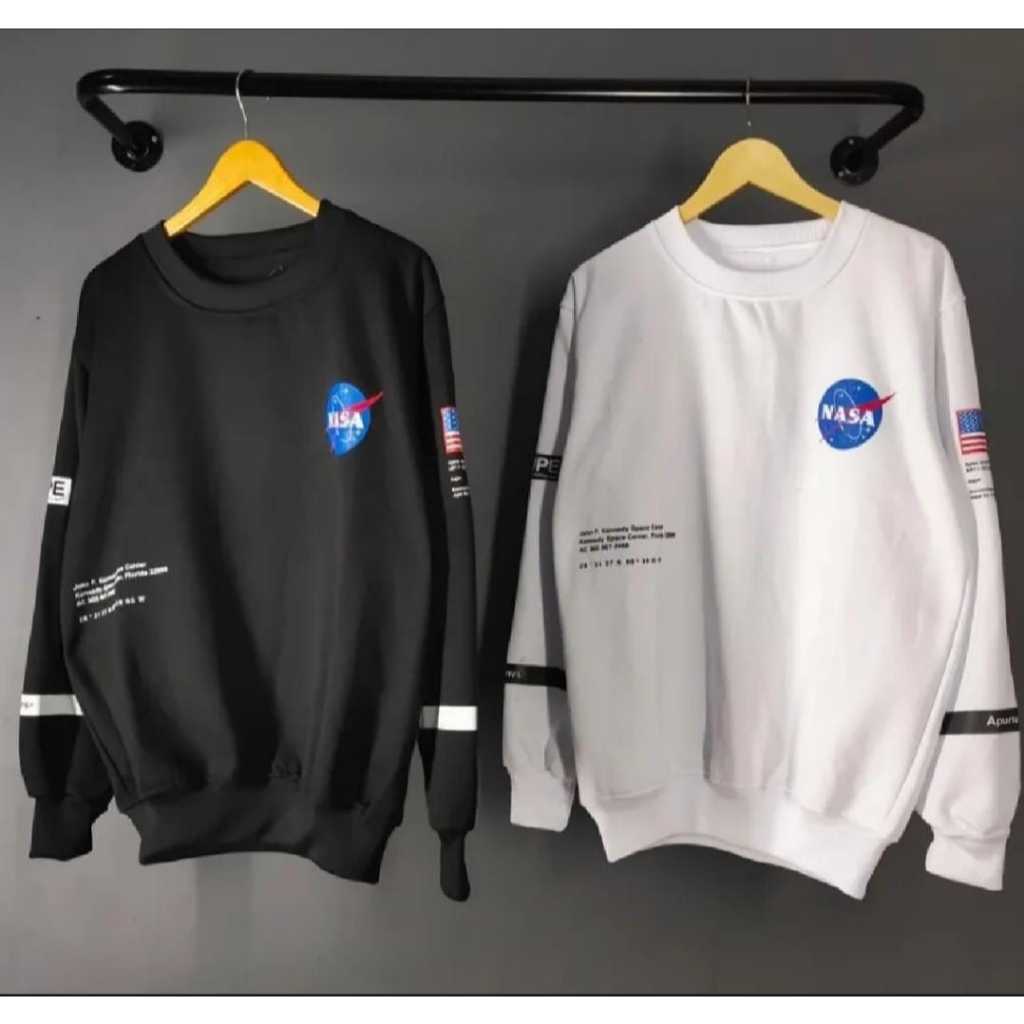 Sweater Crewneck Nasa - Sweater Basic Nasa Logo - Pria & Wanita