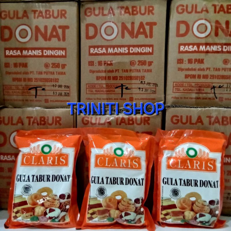 

GULA TABUR DONAT CLARIS 250 GRAM 1 KARTON ( ISI 16 BKS )