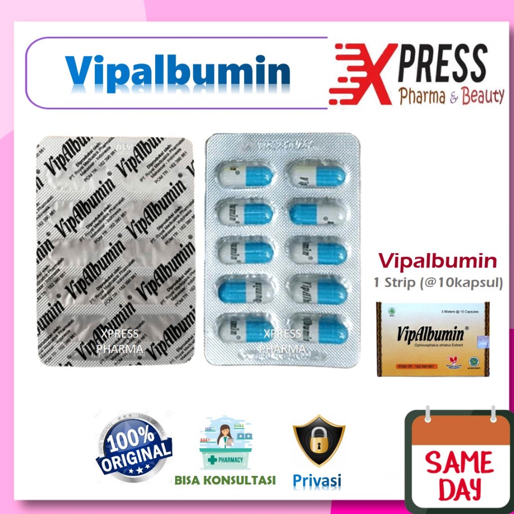 XPRESS  STRIP Vipalbumin Ekstrak Ikan gabus Kembung Vip Albumin Vitalbumin Vipabumin 10 Kapsul Obat 