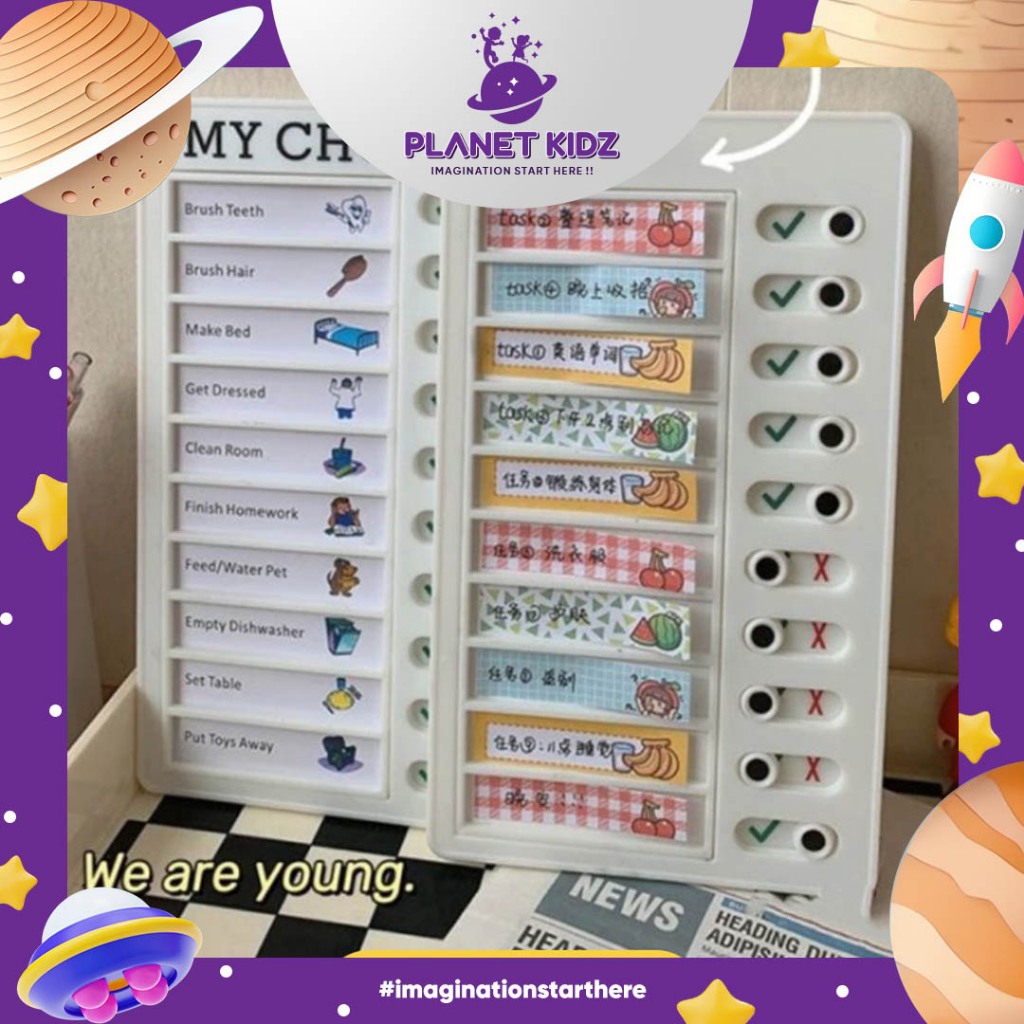 

PLANETKIDZ FK272 Papan checklist My Chores Papan jadwal belajar Papan to do list