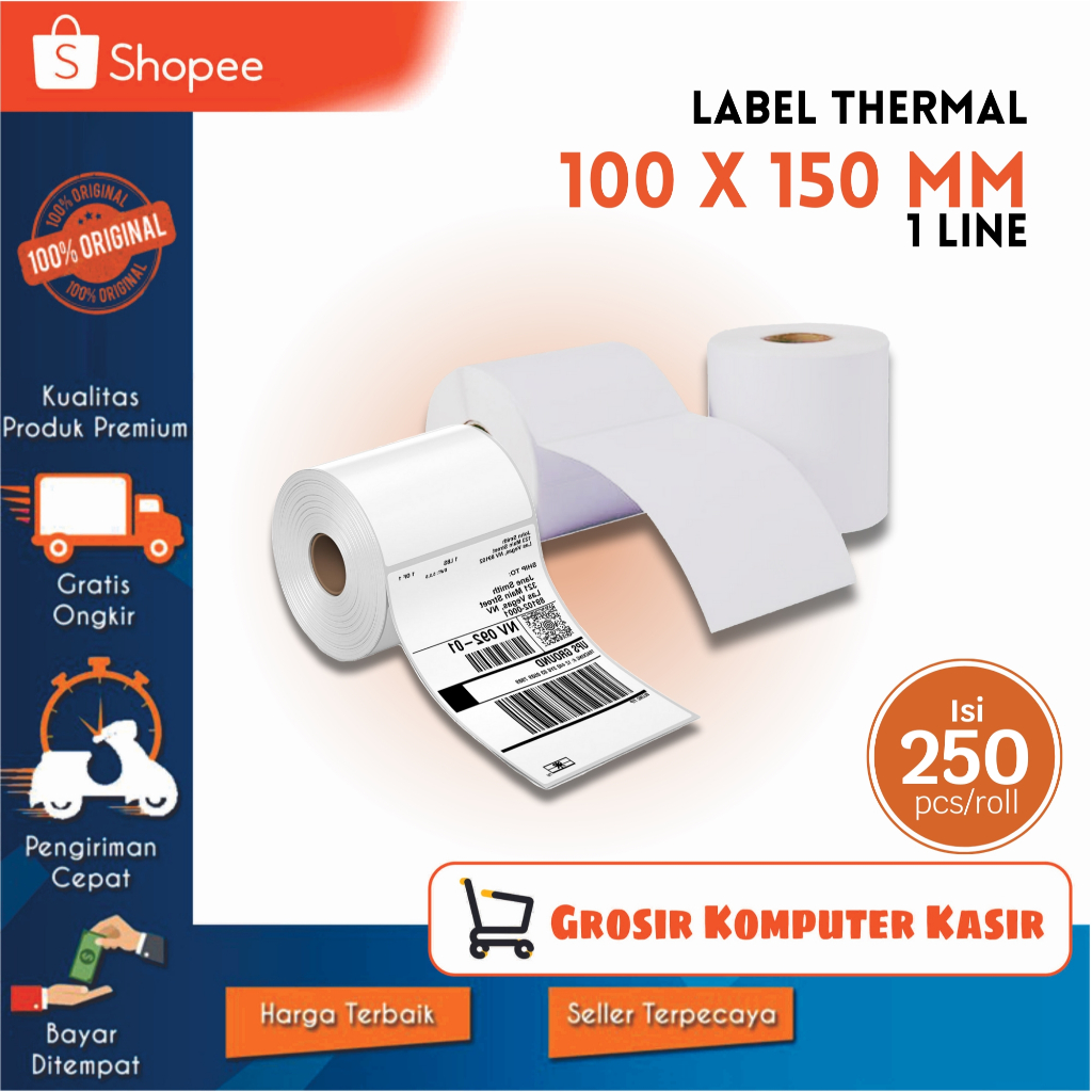 

LABEL - Label Stiker Thermal 100x150mm ( isi 250 pcs ) / Label Resi Shopee dan Ekspedisi isi 250 pcs / A6