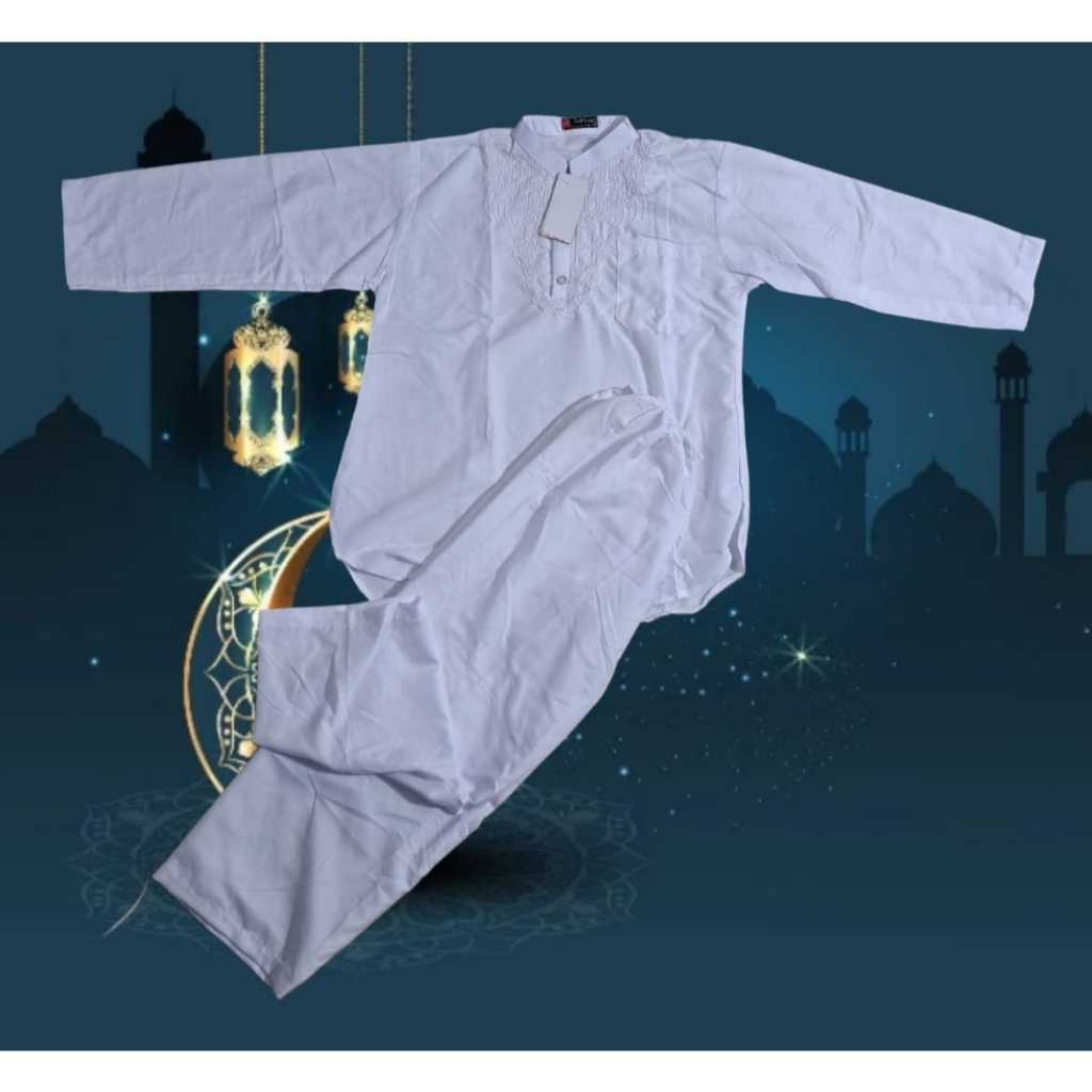 Setelan Baju Koko Anak Manasik 5-10 tahun Koko Putih Putih Koko Putih Hitam