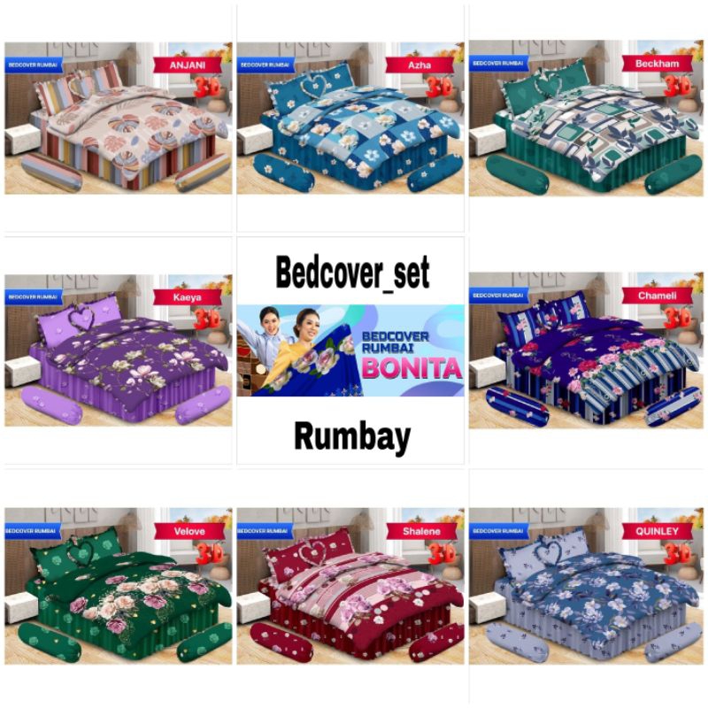 BONITA - Bedcover Bonita Set Rumbai Ukuran King 180x200 Bed Cover Set Rumbay Bonita