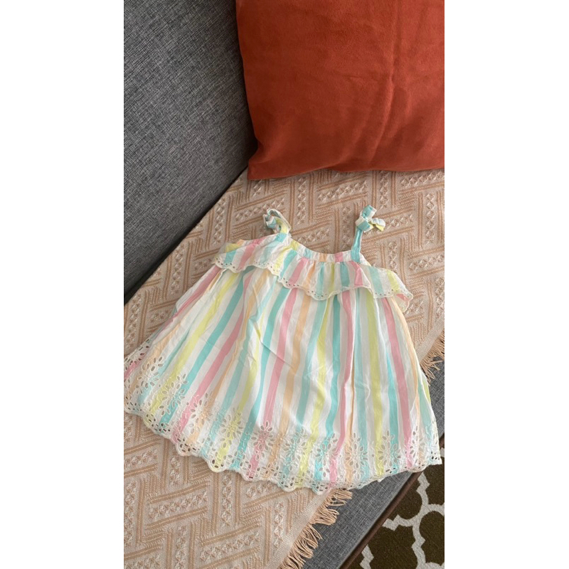 preloved dress katbol katun bolong baby katun bordir embroiderry anak perempuan size 18-24m brand ba