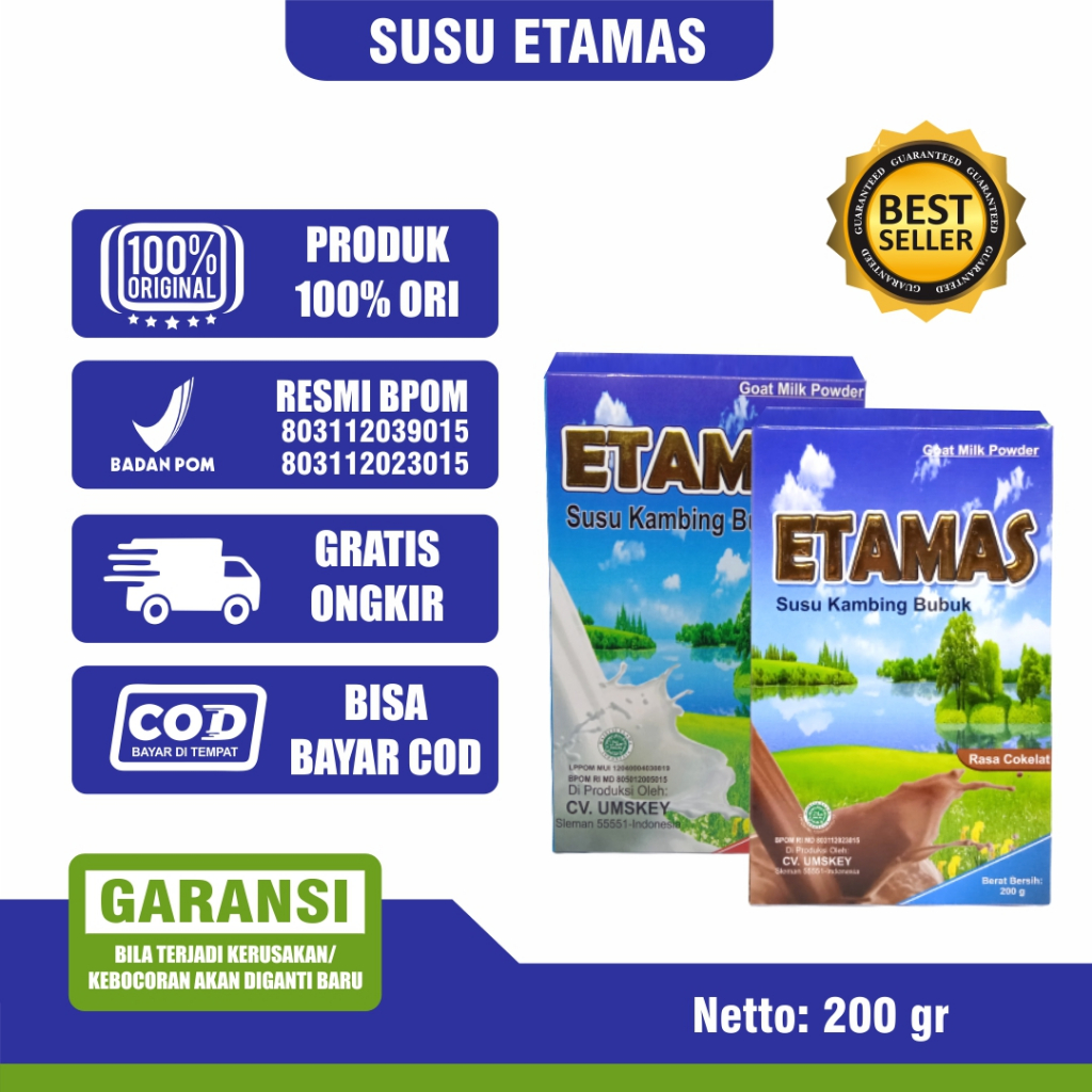 

Susu Kambing Etamas Susu Kambing Etawa Bubuk Etamas Susu Kambing Bubuk - 200gr