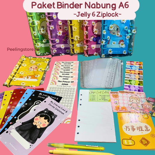 

[6 Ziplock] Part 1 Paket binder Nabung binder keuangan ukuran A6 Binder Jelly