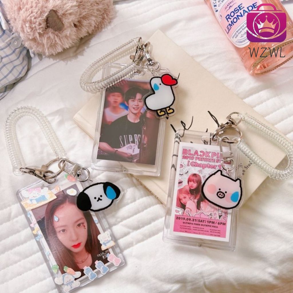 

Gantungan Kartu ID Card Holder Photocard Holder Akrilik Transparan Bening dengan Stiker Motif Hewan