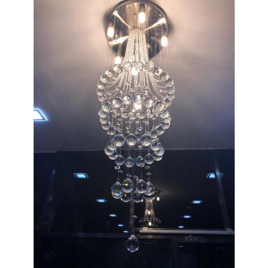 Lampu plafon tangga void kristal raindrop 2440
