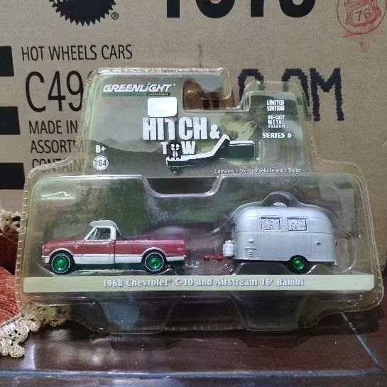Greenlight 1968 Chevrolet C10 and Airstream 16 Bambi Green Machines Hitch and Tow Series 6diecast
