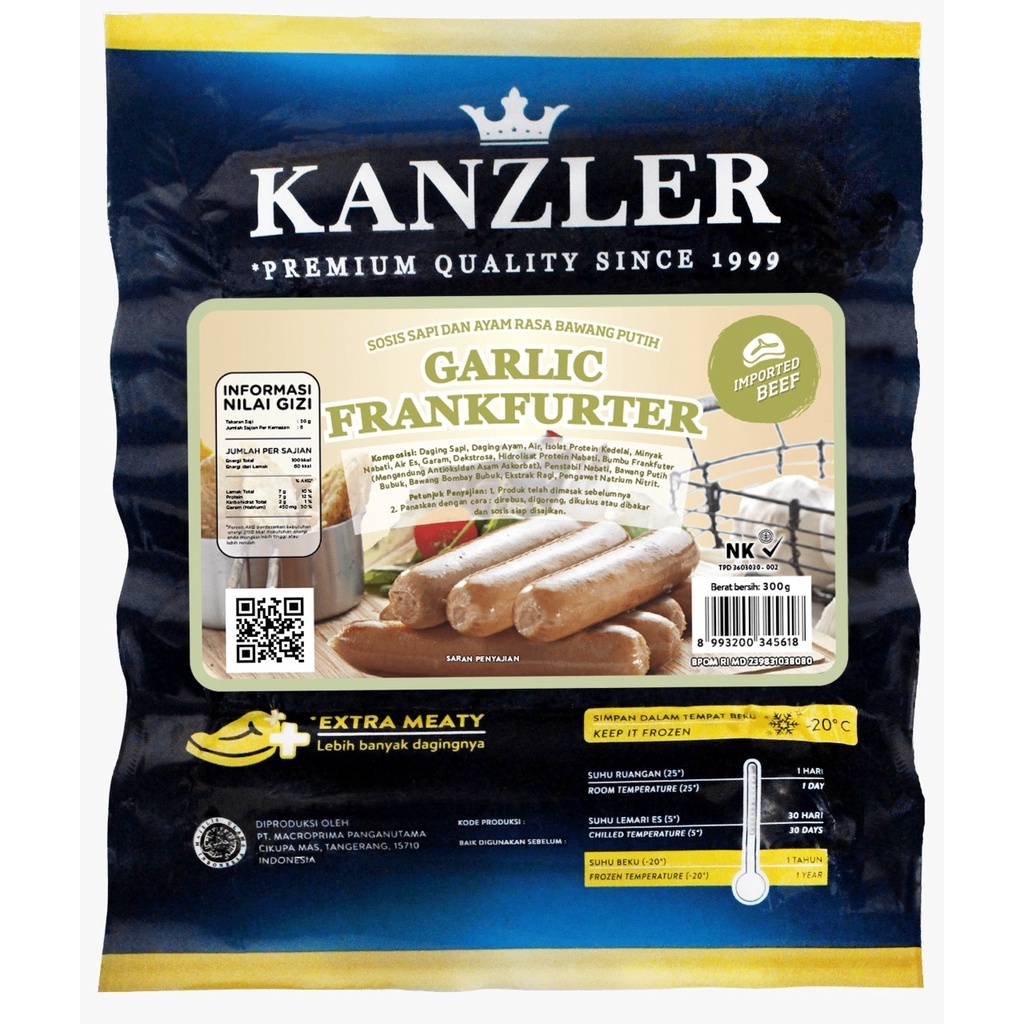 

Kanzler Garlic Frankfurter Sausage 300gr