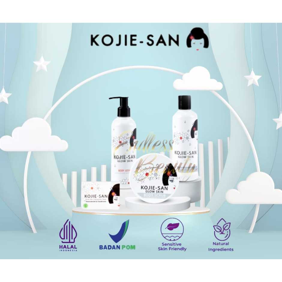 [BPOM] Kojie-san Paket Glow Skin Transparant Body Lotion/Body Scrub/Sabun Mandi