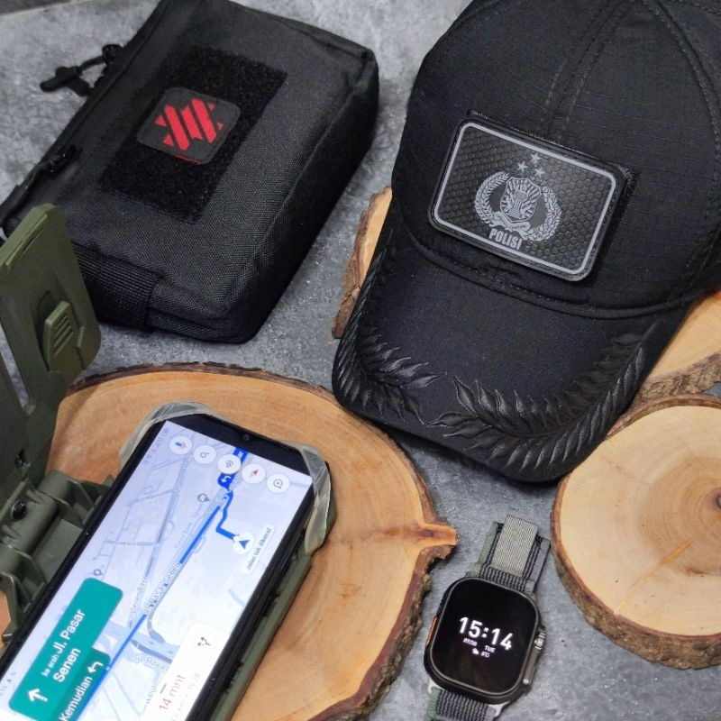Topi PERWIRA MENENGAH Baseball Caps Tactical Pamen Polri BLACK OPS
