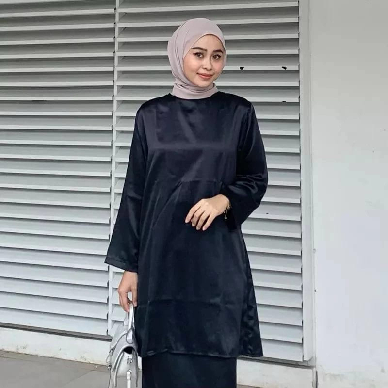Iner tunik satin/iner tunik kondangan/iner tangan panjang/iner satin/iner manset