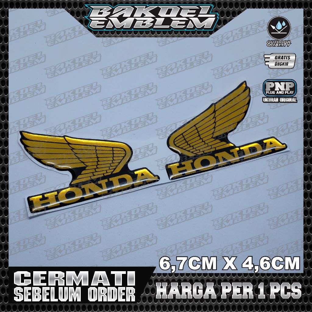 emblem sayap honda retro / emblem honda retro / emblem honda retro wings / SAYAP HONDA RETRO GOLD