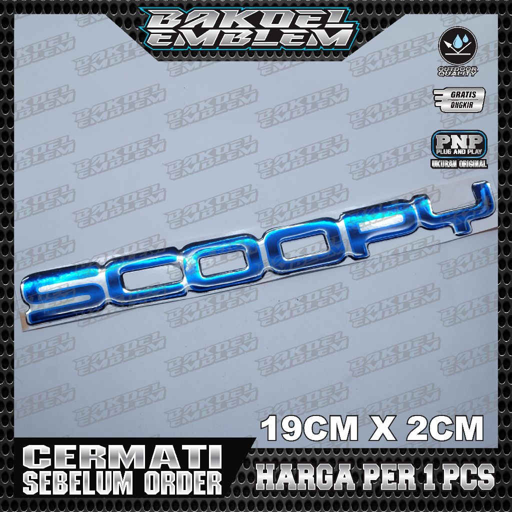 Emblem timbul Scoopy New / Emblem Scoopy Prestige / Emblem Scoopy biru Donat