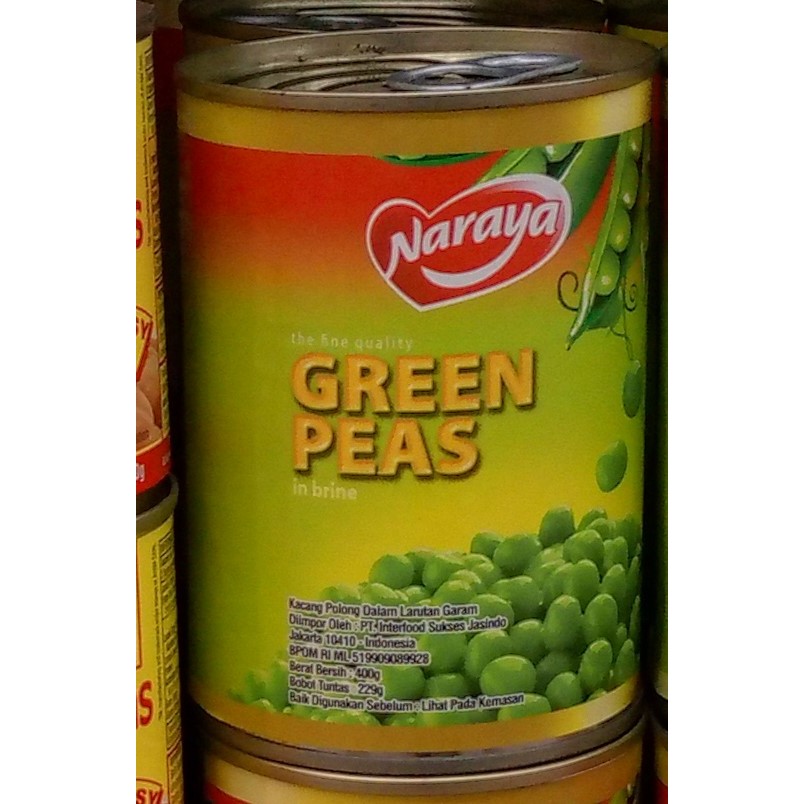 

Kacang Polong Kaleng / Green Peas Naraya 400gr