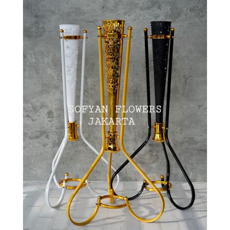 Pot Berdiri Kerucut Plastik & Besi Import - Tinggi 70cm, Cocok untuk Tanaman Plastik / Pot standing 