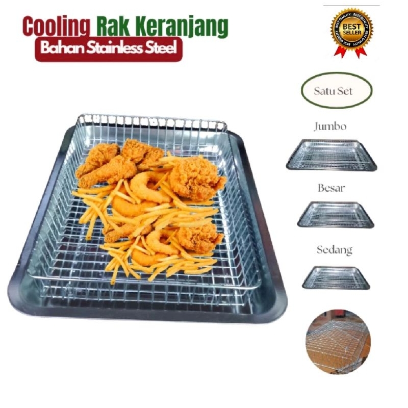 Nampan Cooling Rack Peniris minyak Keranjang / Peniris minyak estetik / Nampan Wadah Minyak Makanan 