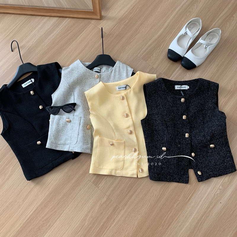 KLP Landon Tweed Vest Hh quality premium tweed vest korean tweed vest wanita premium