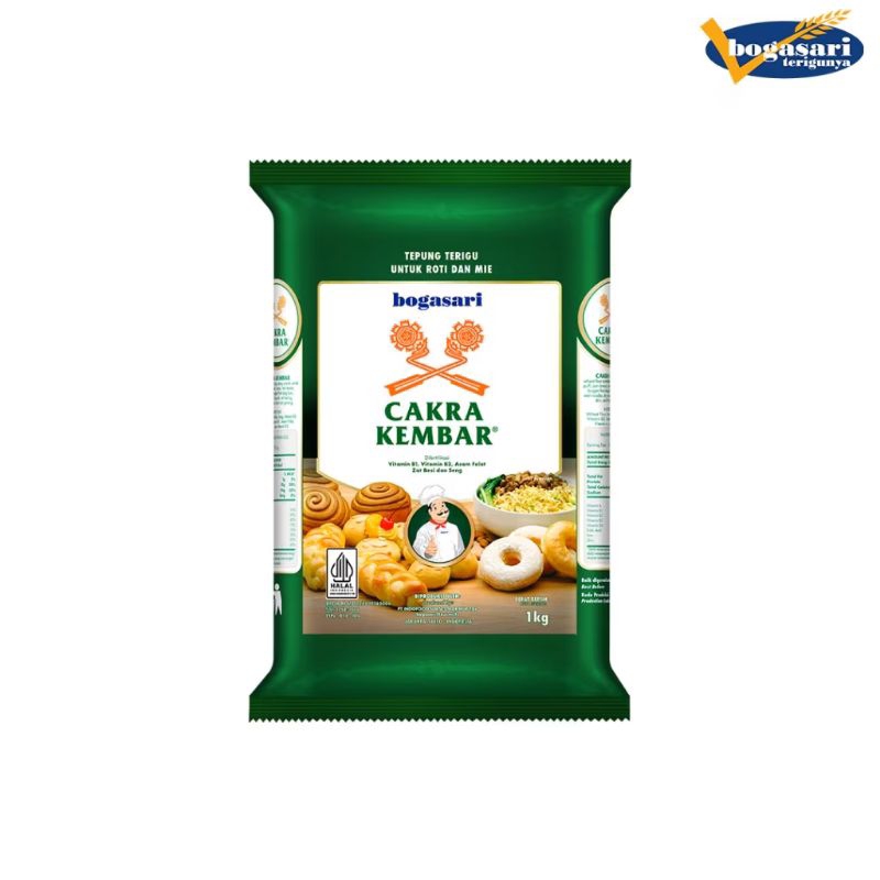 

Bogasari Cakra Kembar Premium | Tepung Terigu Protein Tinggi Premium | 1kg