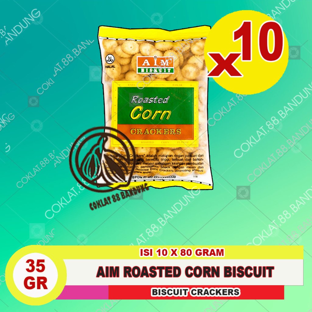 AIM BISCUIT ROASTED CORN 35 GRAM X 10 PCS, AIM BISKUIT CRACKERS KEJU JAGUNG BAKAR ISI 10 X 35GR
