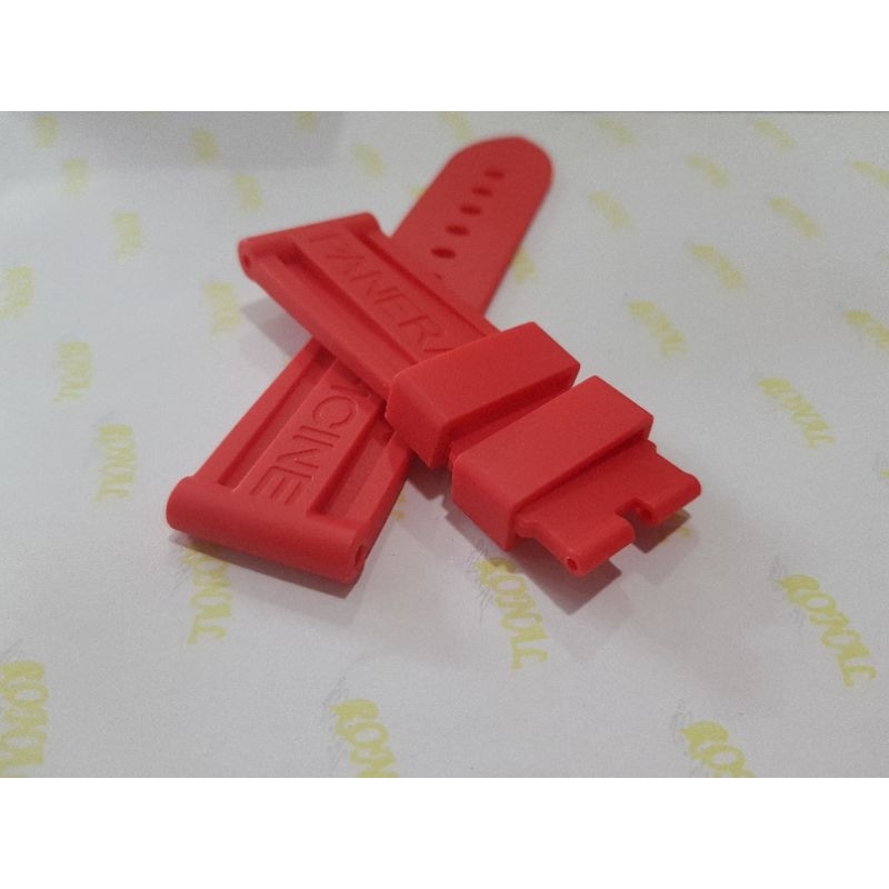STRAP TALI JAM RUBBER MERAH PAM PAN ERAI LUMINOR MARINA AUTOMATIC PREMIUM SINTETIC LEATHER QUALITY E