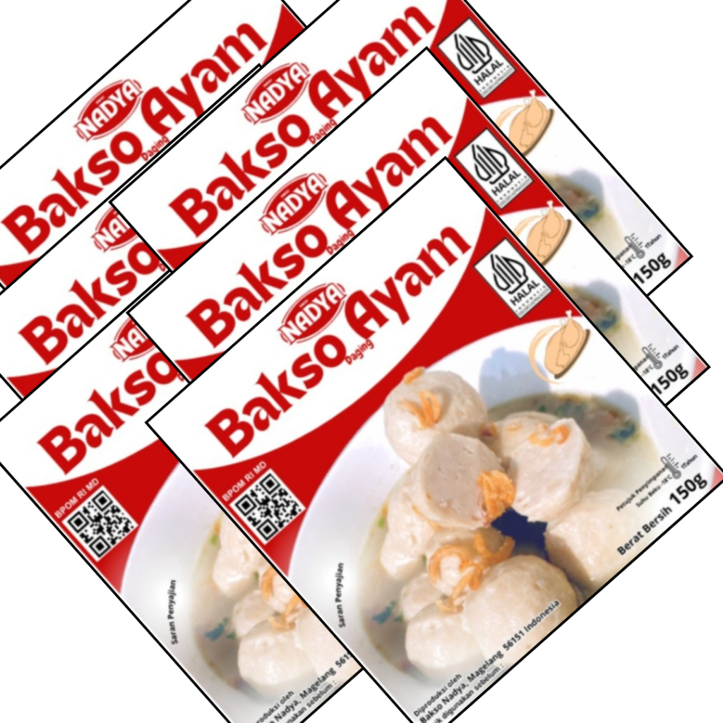 

6 PAKET BAKSO AYAM NADYA PREMIUM 90% DAGING DENGAN BUMBU REMPAH PILIHAN hALAL & BPOM