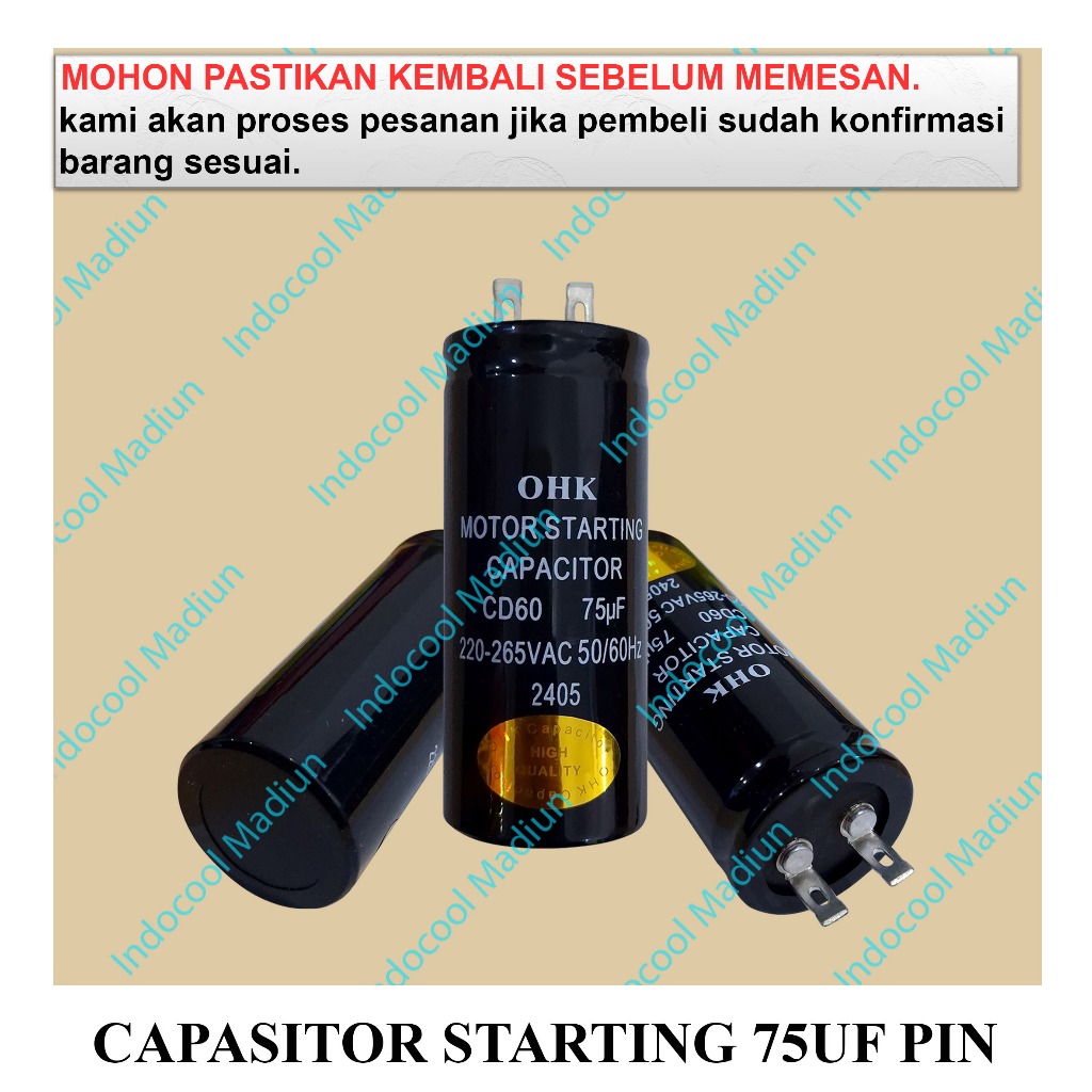 CS75 CAPACITOR / KAPASITOR / CAPASITOR STARTING 75UF PIN