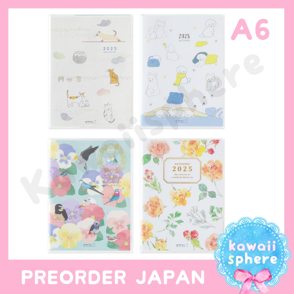 

Midori Pocket Diary 2025 Size A6 | Monthly + Weekly | Cat/Dog/Bird/Floral | MD Planner 2025
