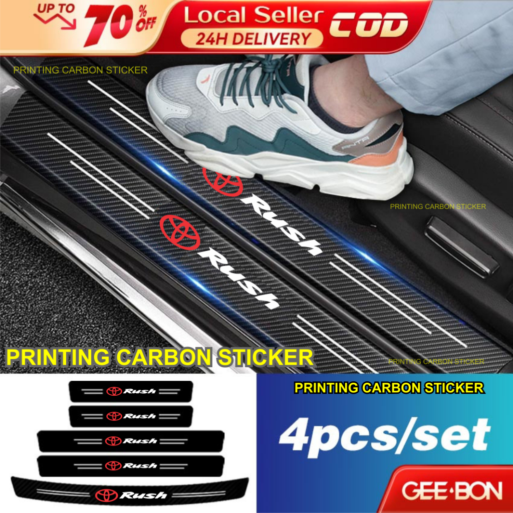 Toyota rush Print sill plate rush carbon 3D anti gores pintu pijakan mobil