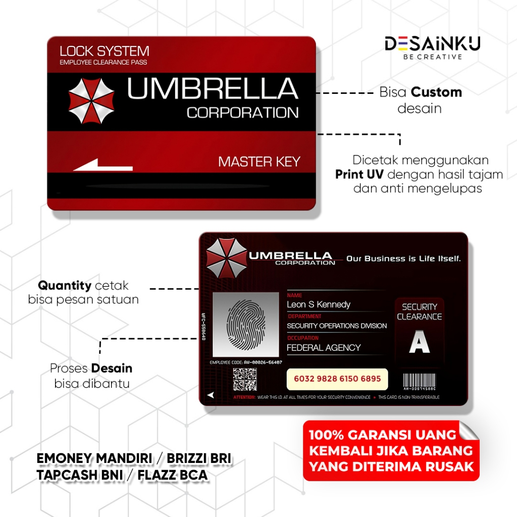 Emoney/Tap Cash/Flazz/Brizzi RESIDENT EVIL / UMBRELLA CARD / UMBRELLA CORPORATION