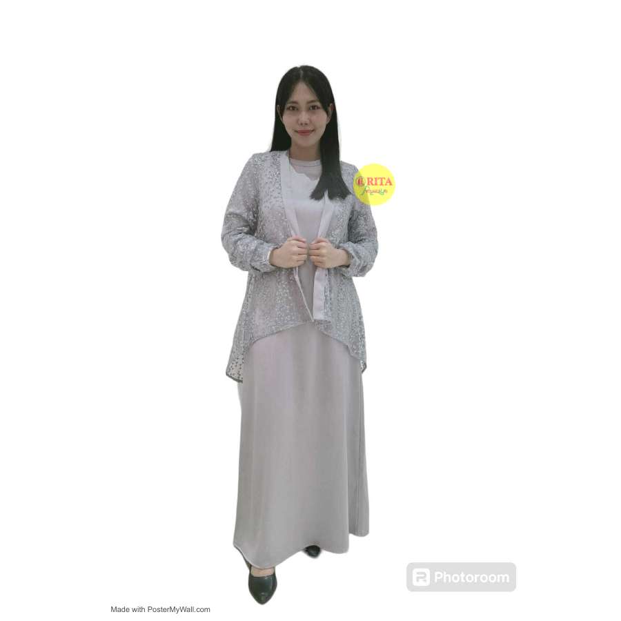 CRESSIDA LADIES Gamis Brukat Abu