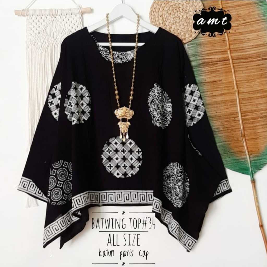 Blus Batik wanita  Batwing top Batik solo premium ORI Batwing Paris