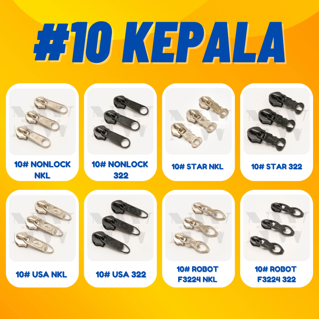 KEPALA RESLETING ZIPPER HEAD NO. 10 (50 PCS) KUALITAS BAGUS - READY - KEPALA RESLETING UKURAN NO 10