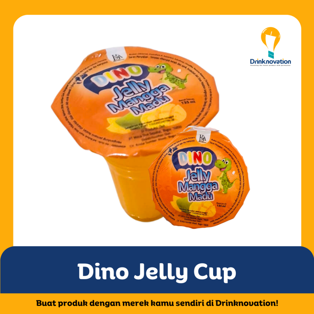 

Dino Jelly Agar Cup Mangga Madu (1 Dus 24pcs @130ml) | Jasa Maklon Minuman