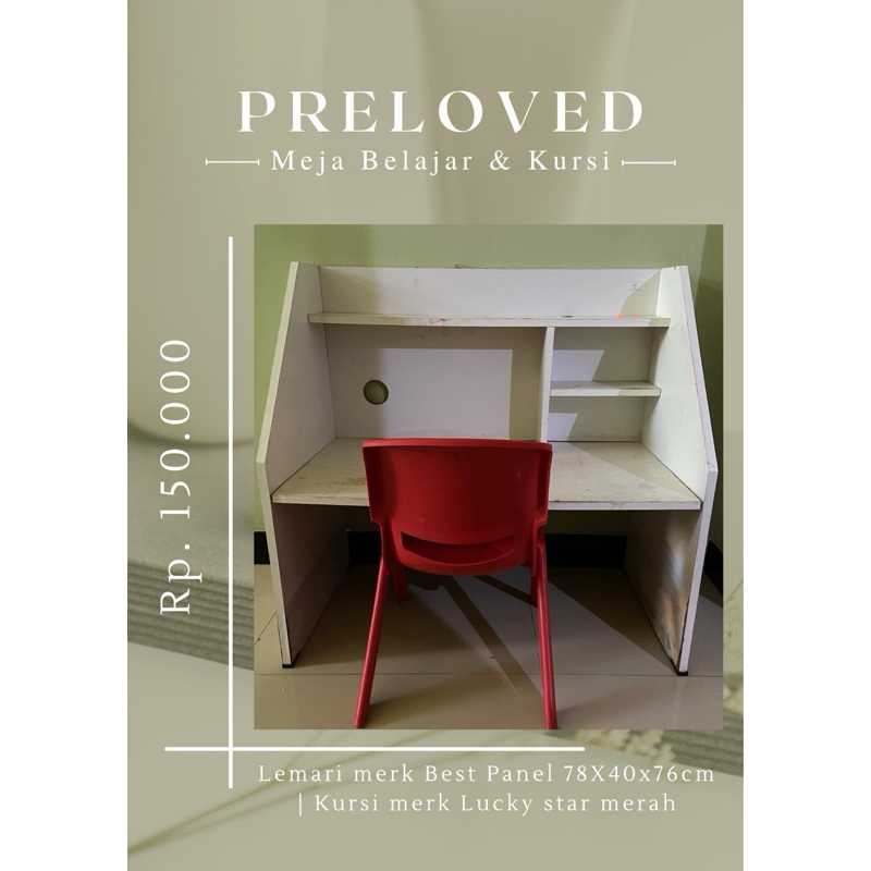 Preloved Lemari Meja Belajar dan kursi plastik Anak