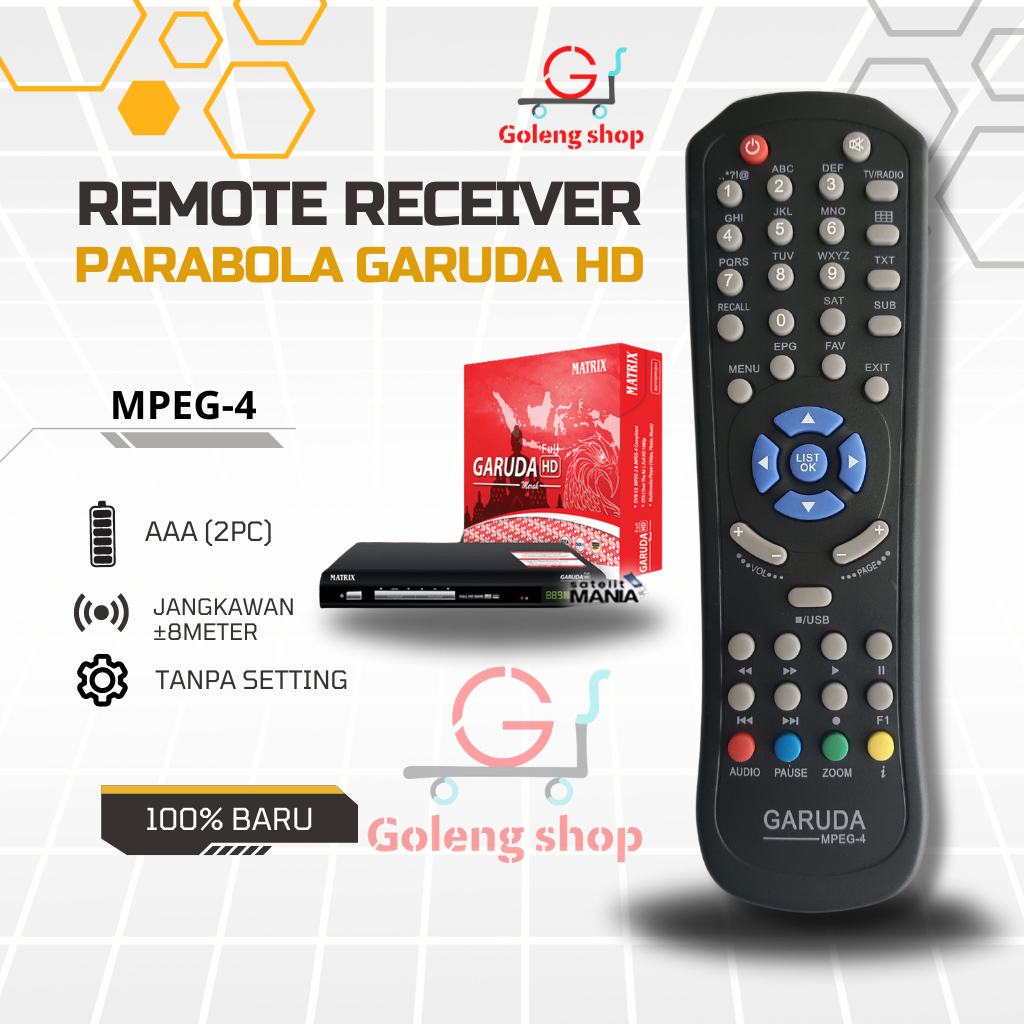 Remote Remot Receiver Parabola Matrix Garuda Burger S2 Next Parabola GARUDA MPEG-4