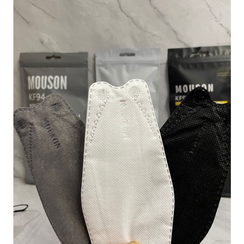 Masker Mouson KF94 Putih Hitam Abu per pack isi 10 pcs Original/Kf94 Mouoson/KF94 Hitam Putih/KF94 K