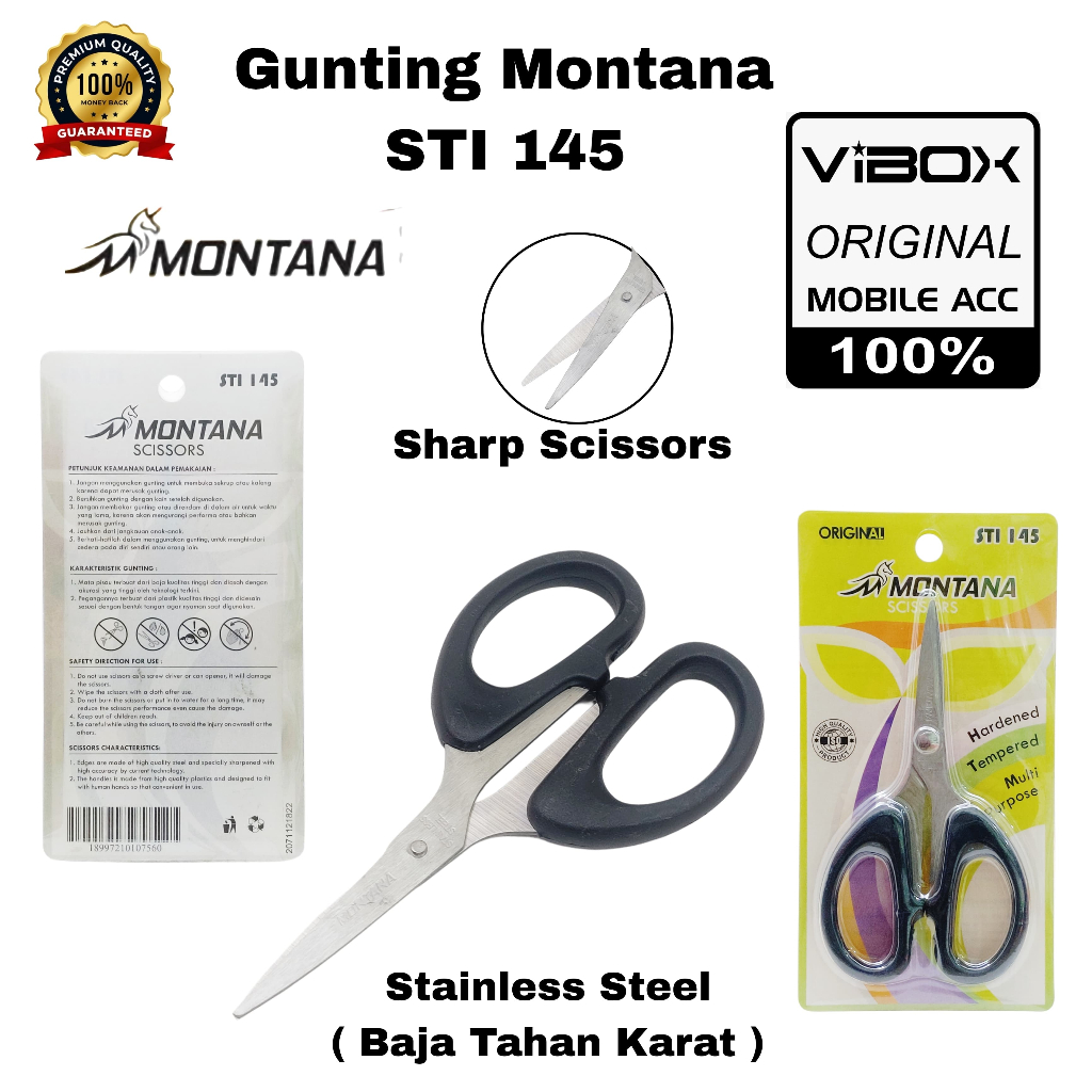 

(1pc) Montana Scissors / Gunting Montana STI-145 Original Stainle Tajam Awet Untuk Sekolah Kantor Rumah Konveksi [TSA]
