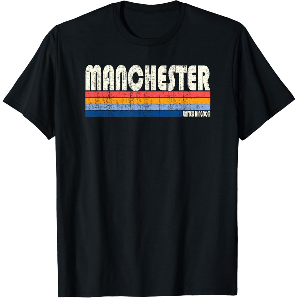 Kaos Dewasa Vintage 70s United Kingdom, Manchester T-Shirt Fashion Baju Atasan Anak Laki Laki Peremp