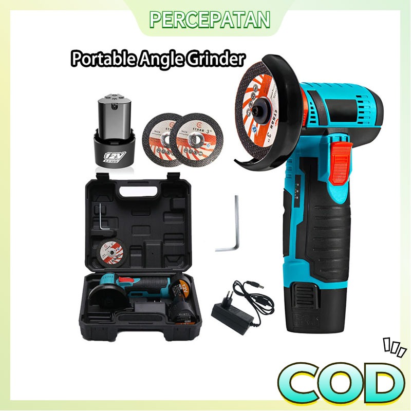 Gerinda Sudut Mini / gerinda tangan baterai / 19500Rpm 12v Mini Angle Grinder Isi Ulang Alat Gerinda