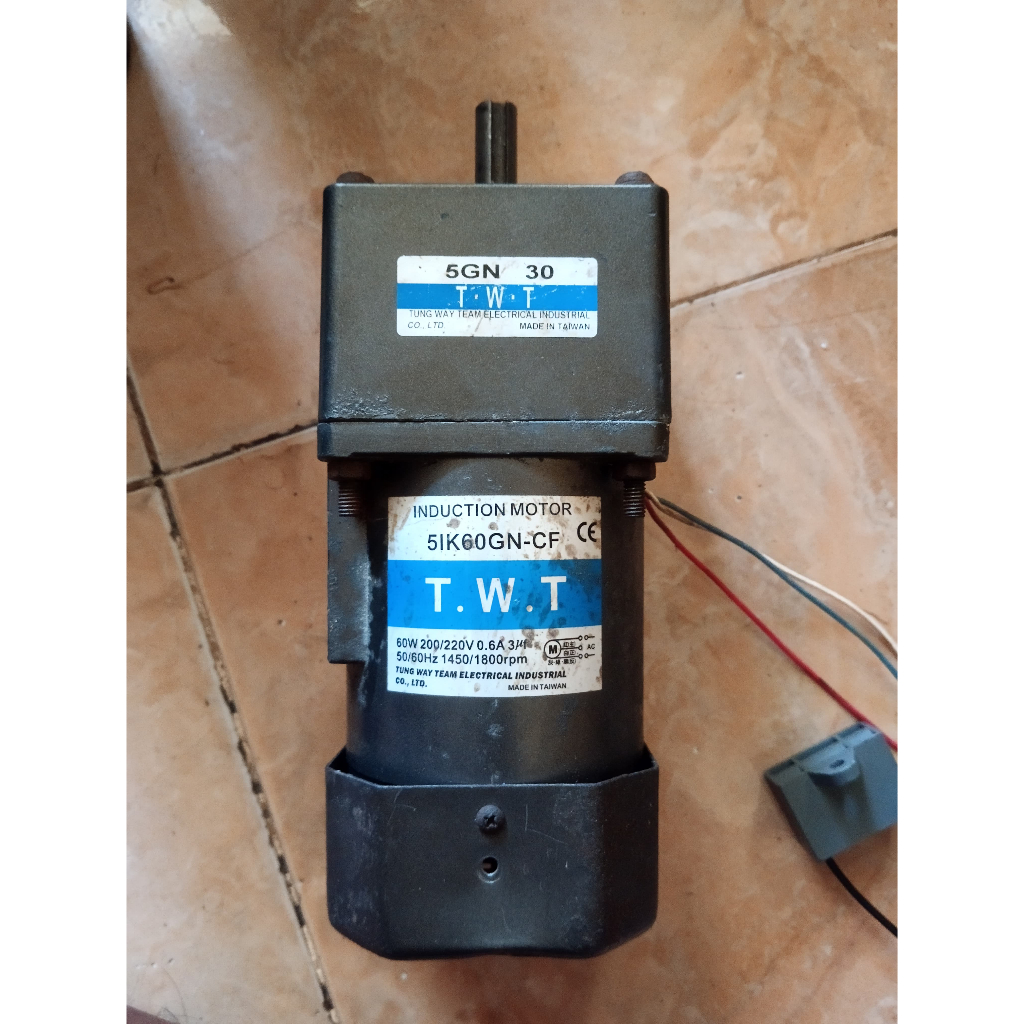 AC Motor Gearbox 60W 220V Ratio - 1 : 30 50Rpm TWT Induction Motor