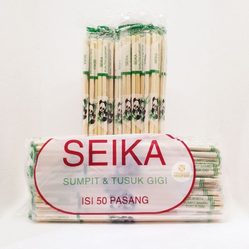 Sumpit + Tusuk Gigi Sumpit kayu/bambu 50pasang Sumpit Seika Isi 50pcs
