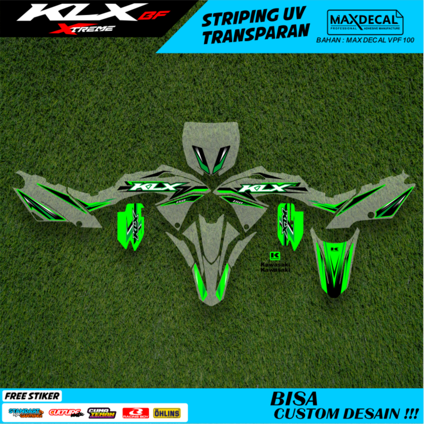 striping lis klx bf extrime 2016 hijau original stripping klx bf g vinil transprant max decal