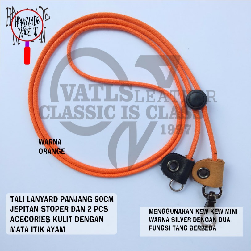 

Lanyard tali kulit dua sisi stoper serbaguna 4 parian warna kew kew