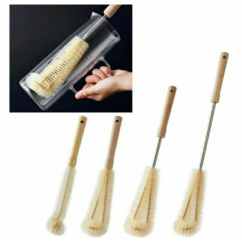Sikat Pembersih Botol Gelas Gagang Panjang/Sikat Botol Gagang Kayu